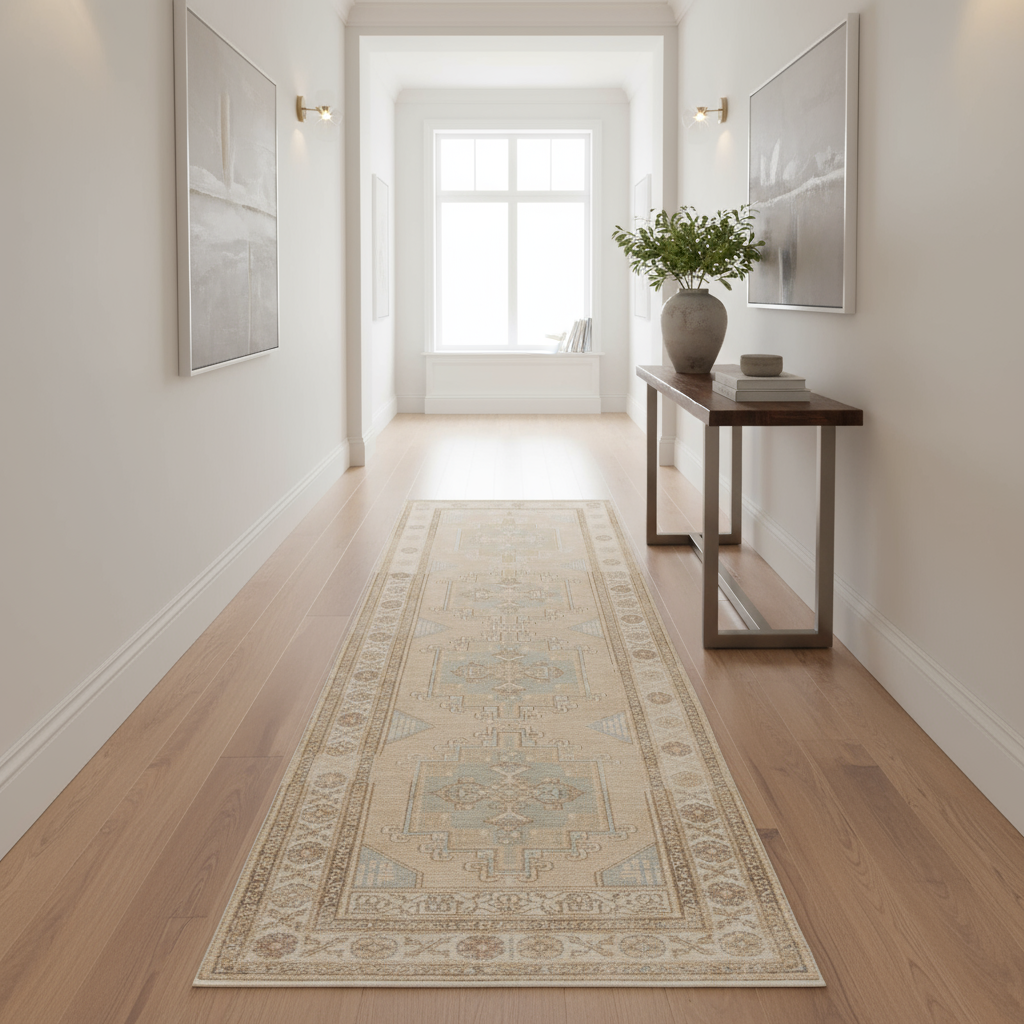 3 x 8.8 ft Hand Knotted Vintage Oushak Runner