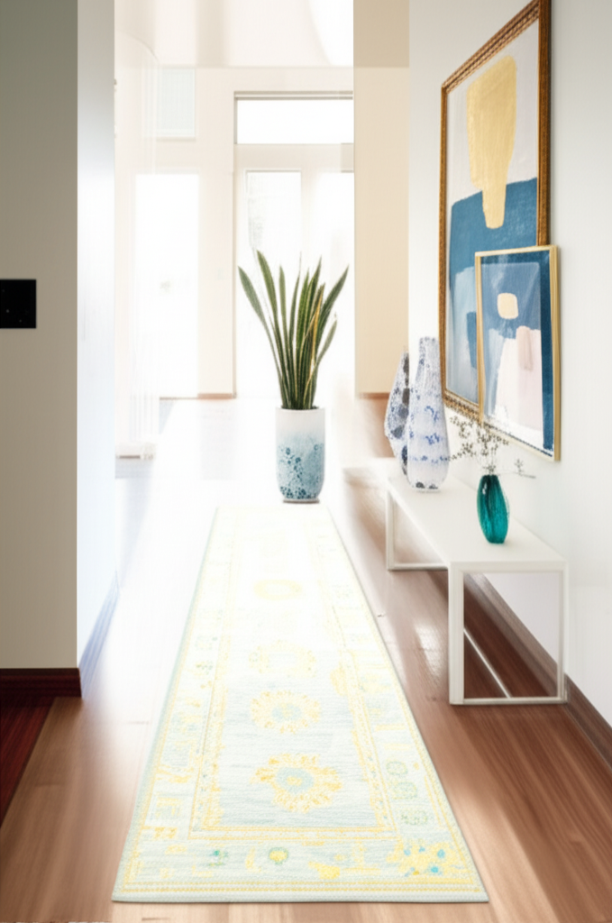2.11 x 10.1 ft Hand Knotted Oushak Runner