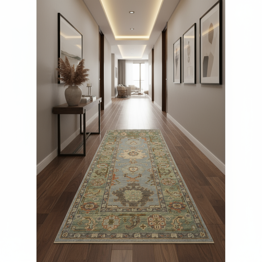 2.10 x 6.4 ft Hand Knotted Oushak Runner