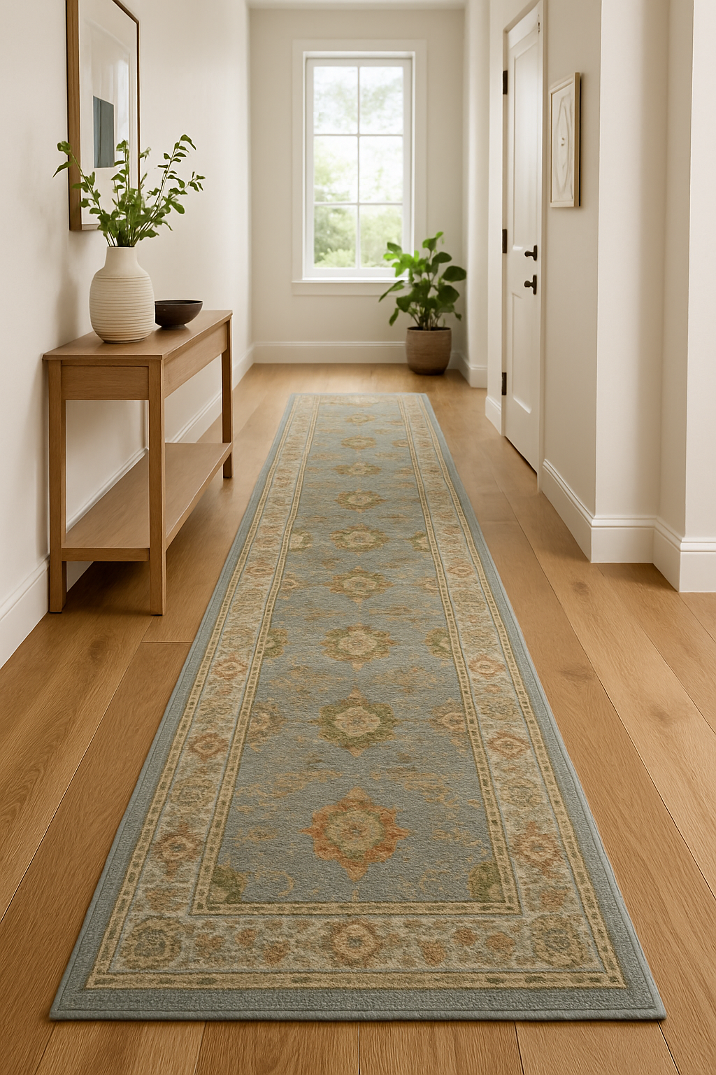 3 x 12.8 ft Hand Knotted Oushak Runner