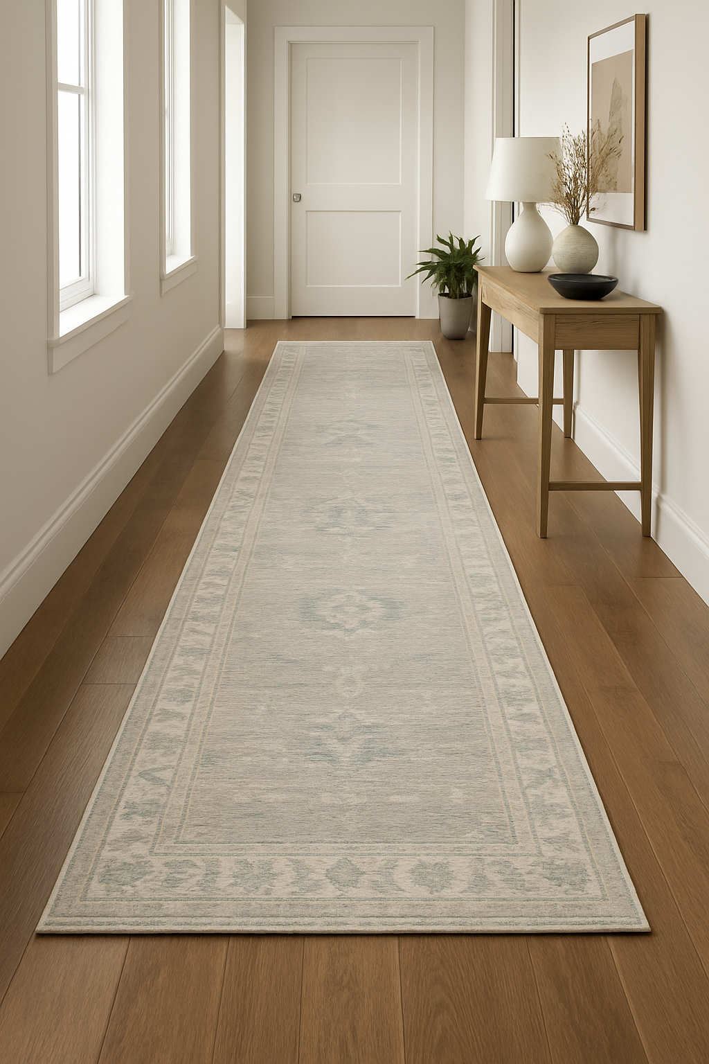 2.9 x 9.6 ft Hand Knotted Oushak Runner