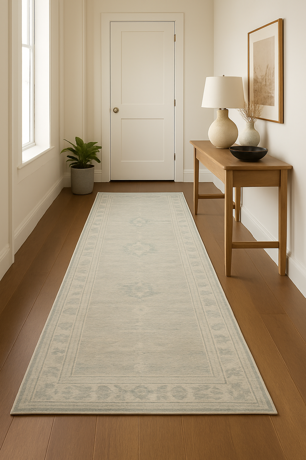 2.9 x 9.6 ft Hand Knotted Oushak Runner