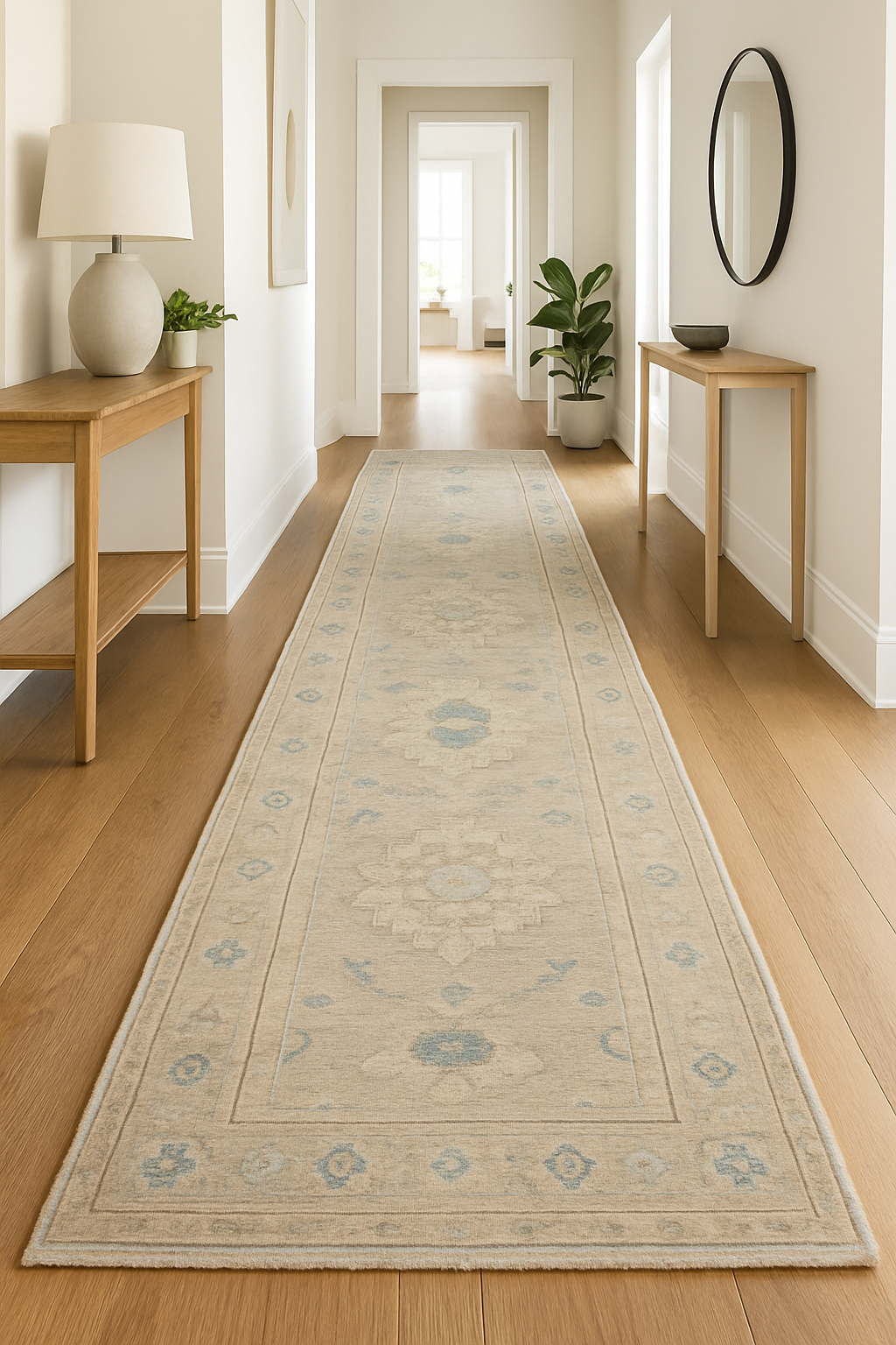 2.7 x 7.9 ft Hand Knotted Oushak Runner