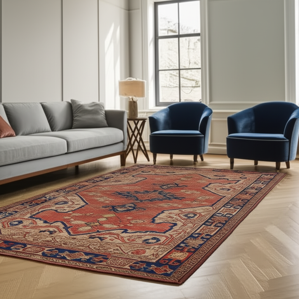 4 x 6.7 ft Hand Knotted Vintage Oushak Rug