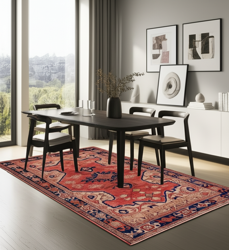 4 x 6.7 ft Hand Knotted Vintage Oushak Rug