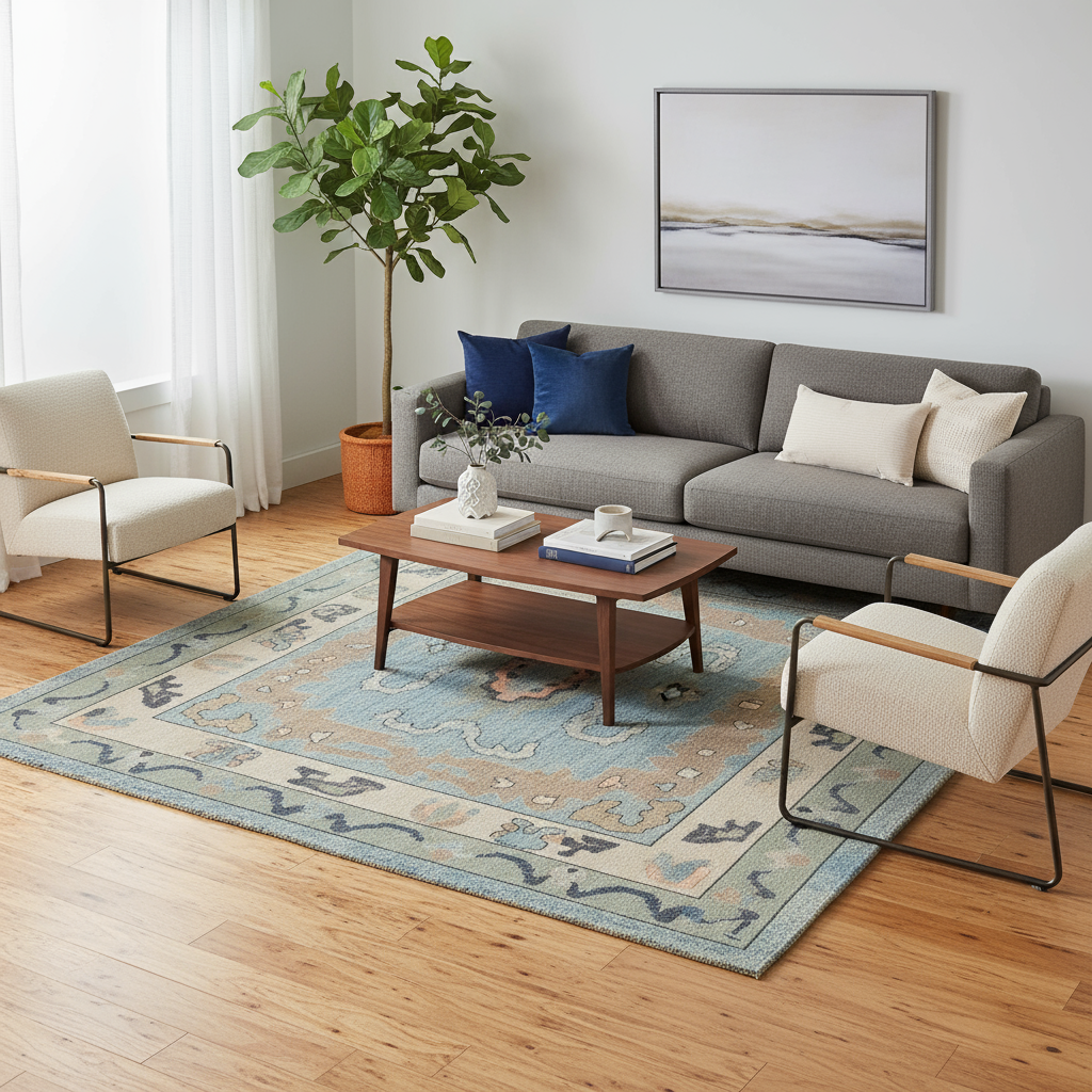 8 x 10 ft Hand Knotted Oushak Rug