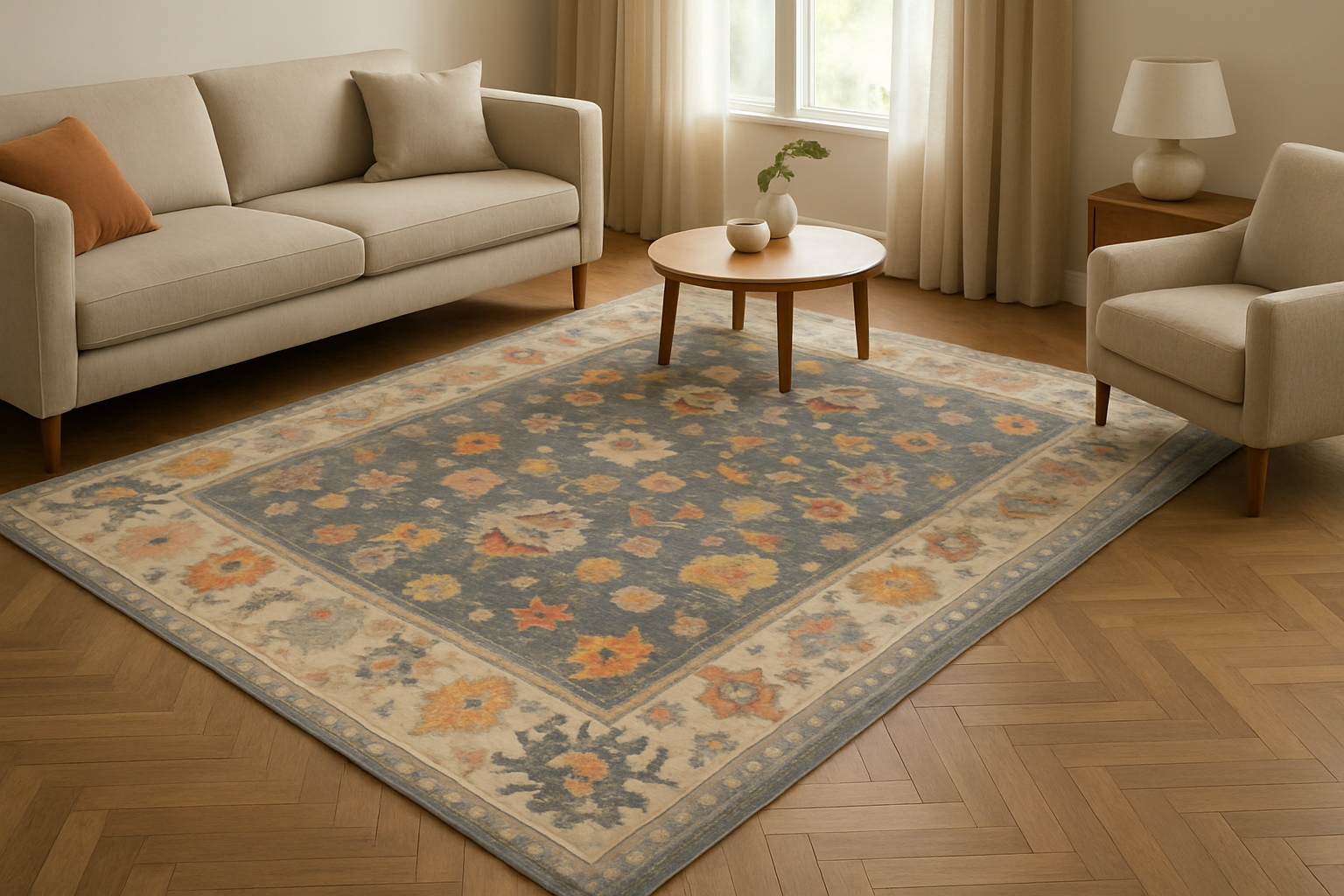 8.1 x 10.1 ft Hand Knotted Oushak Rug