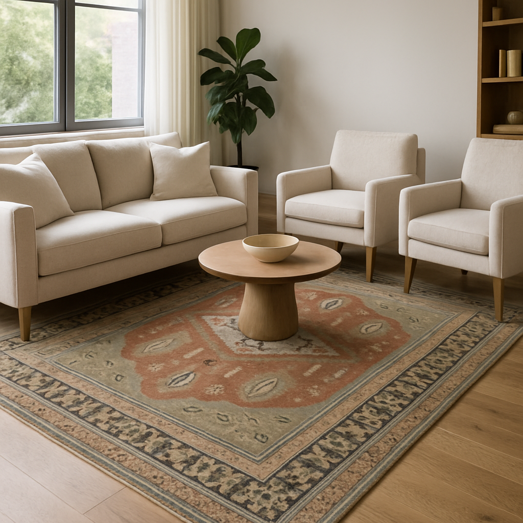 8.1 x 10 ft Hand Knotted Oushak Rug