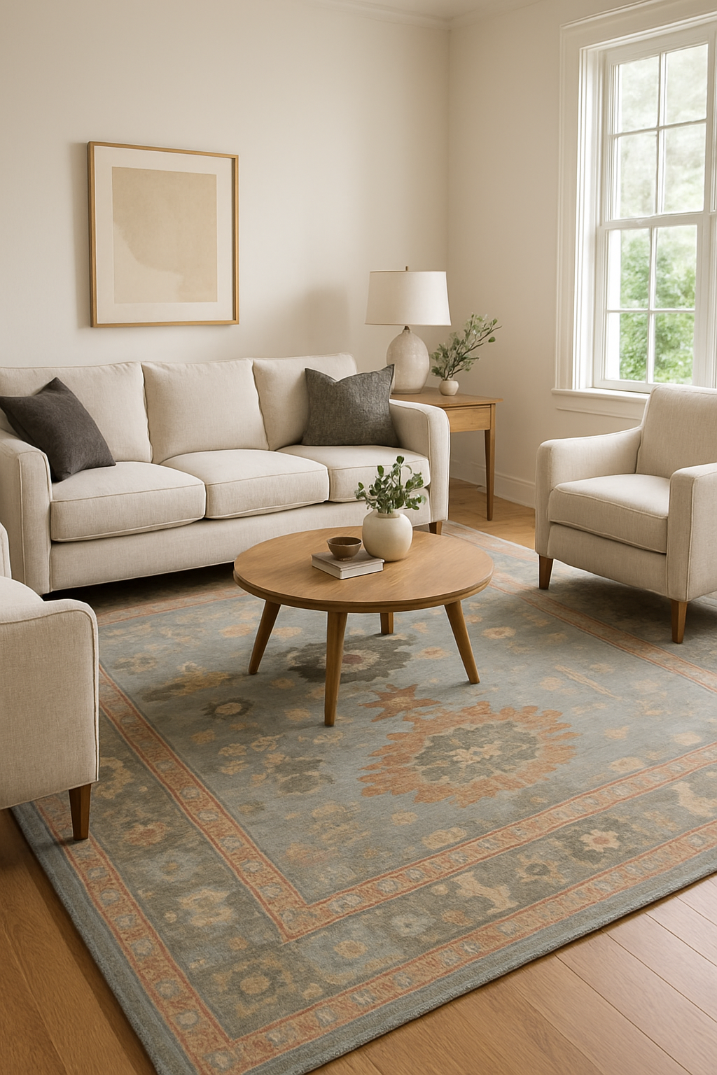 7.10 x 10.7 ft Hand Knotted Oushak Rug