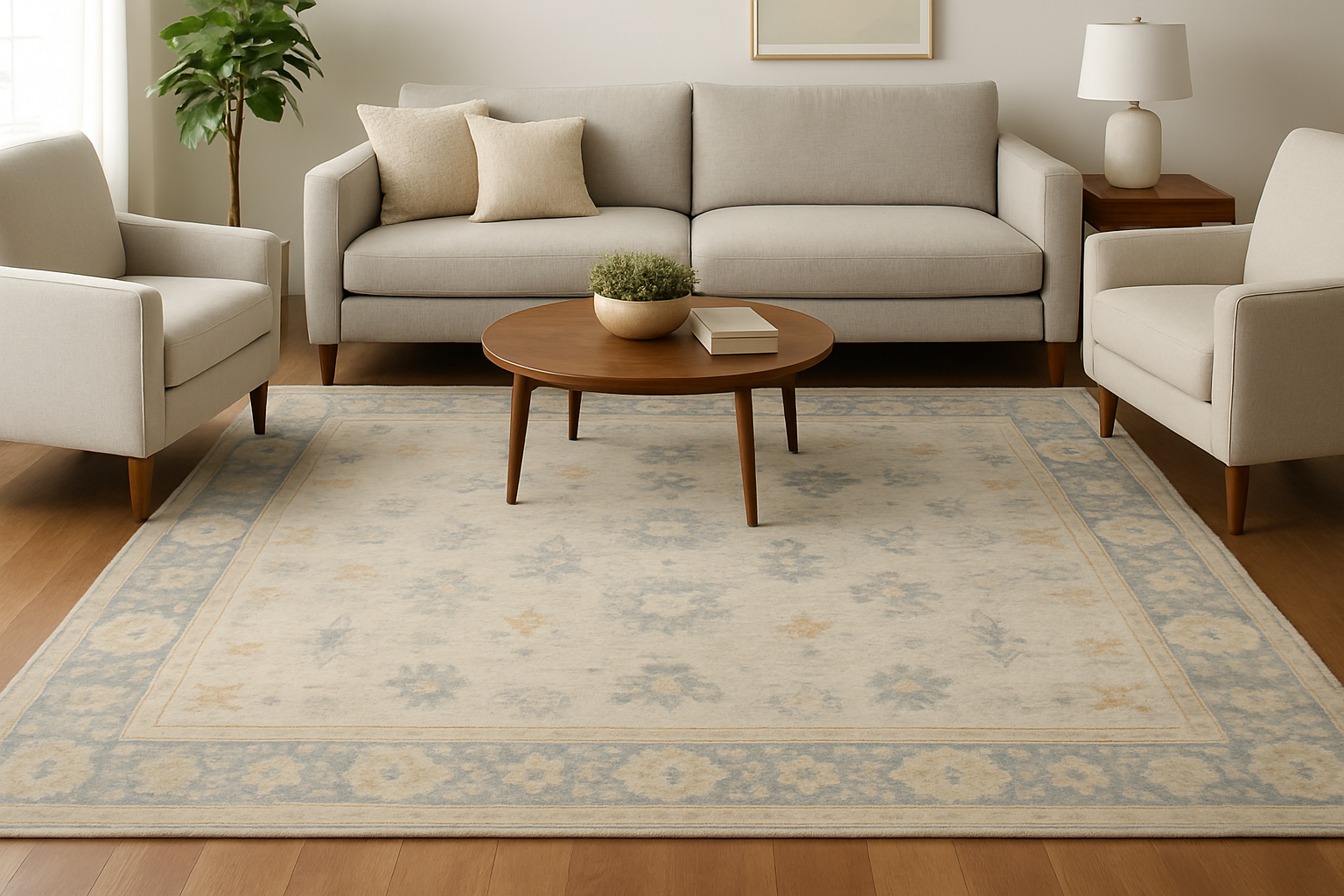 7.11 x 9.9 ft Hand Knotted Oushak Rug