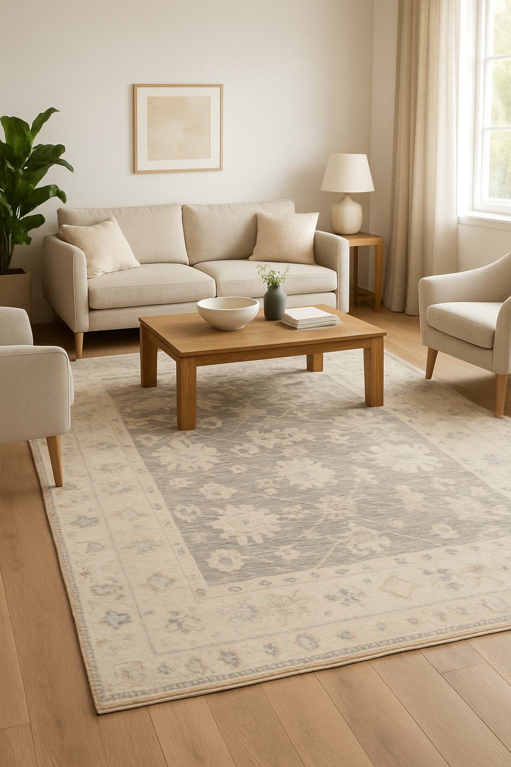8.3 x 9.4 ft Hand Knotted Oushak Rug