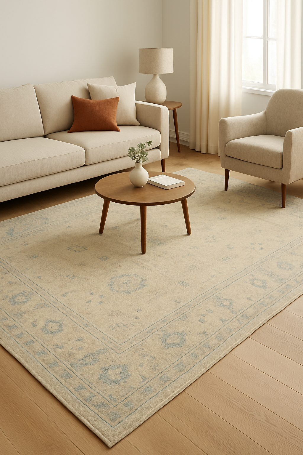 7.10 x 9.10 ft Hand Knotted Oushak Rug