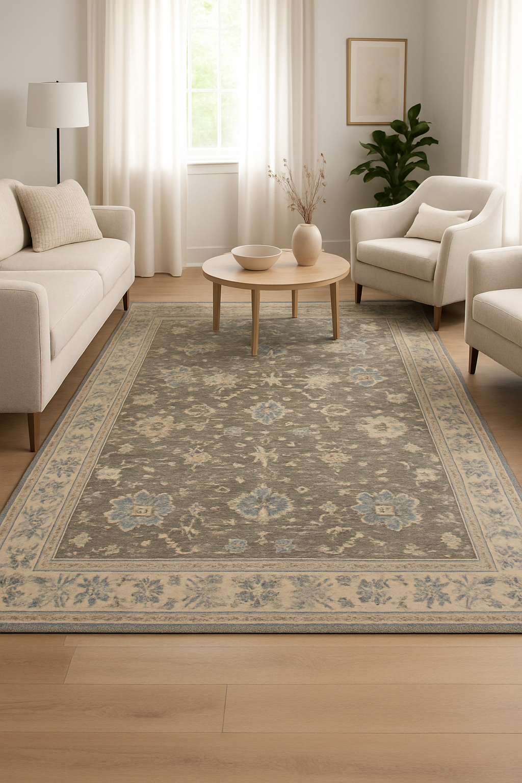7.6 x 9.3 ft Hand Knotted Oushak Rug