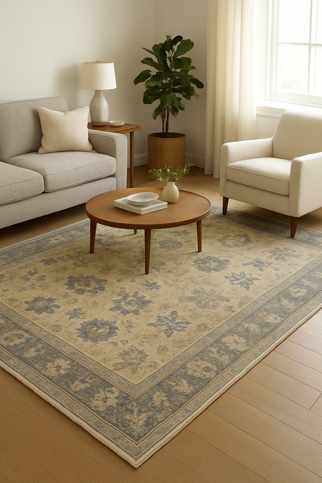 7.10 x 9.6 ft Hand Knotted Oushak Rug