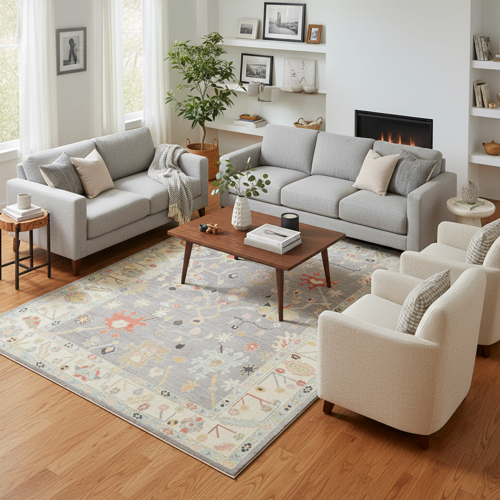 9.4 x 12.8 ft Hand Knotted Oushak Rug