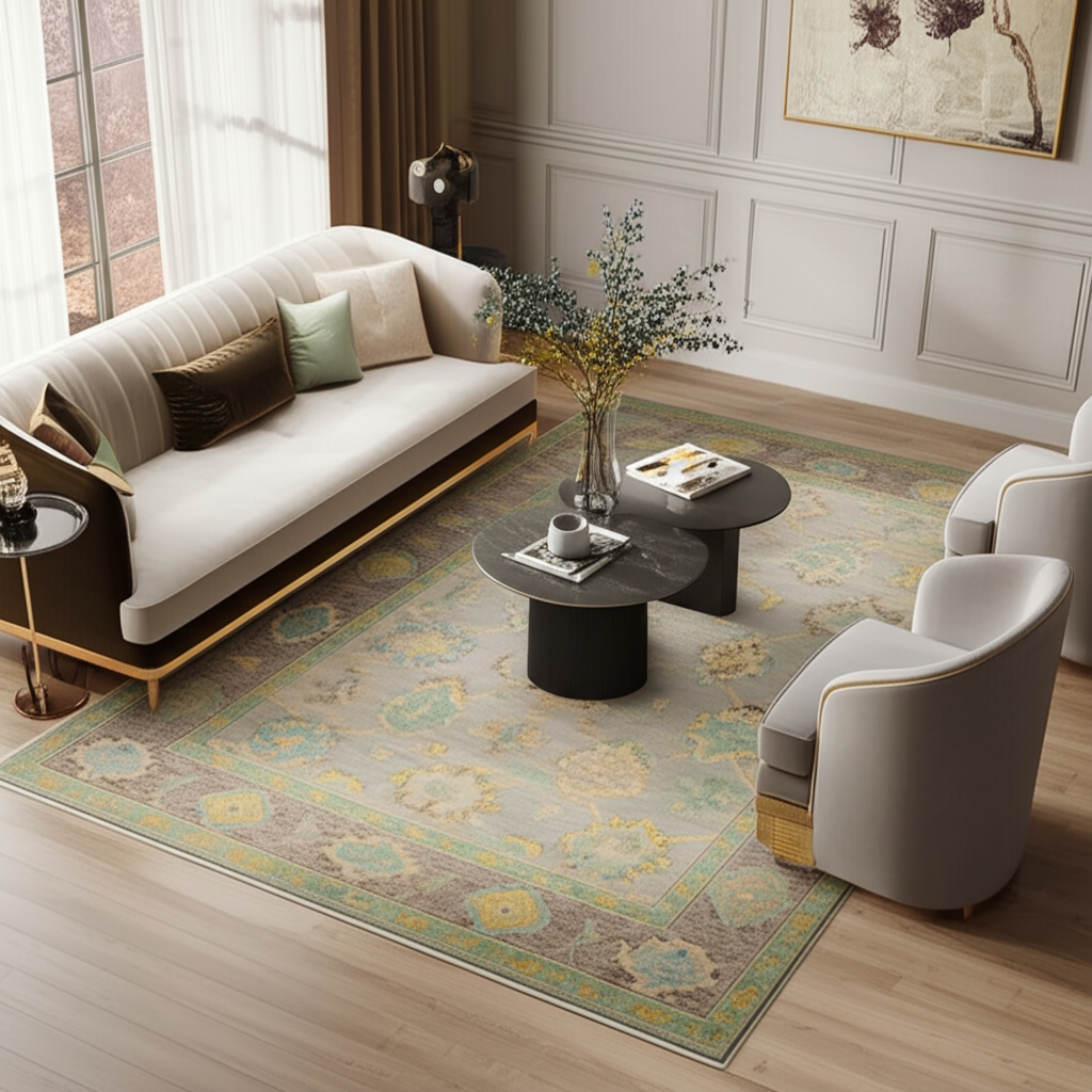 9.1 x 12 ft Hand Knotted Oushak Rug