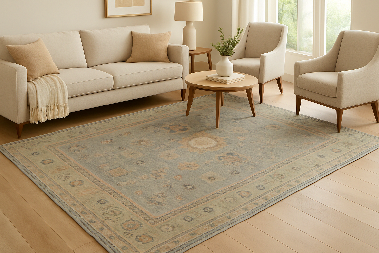 9 x 12 ft Hand Knotted Oushak Rug