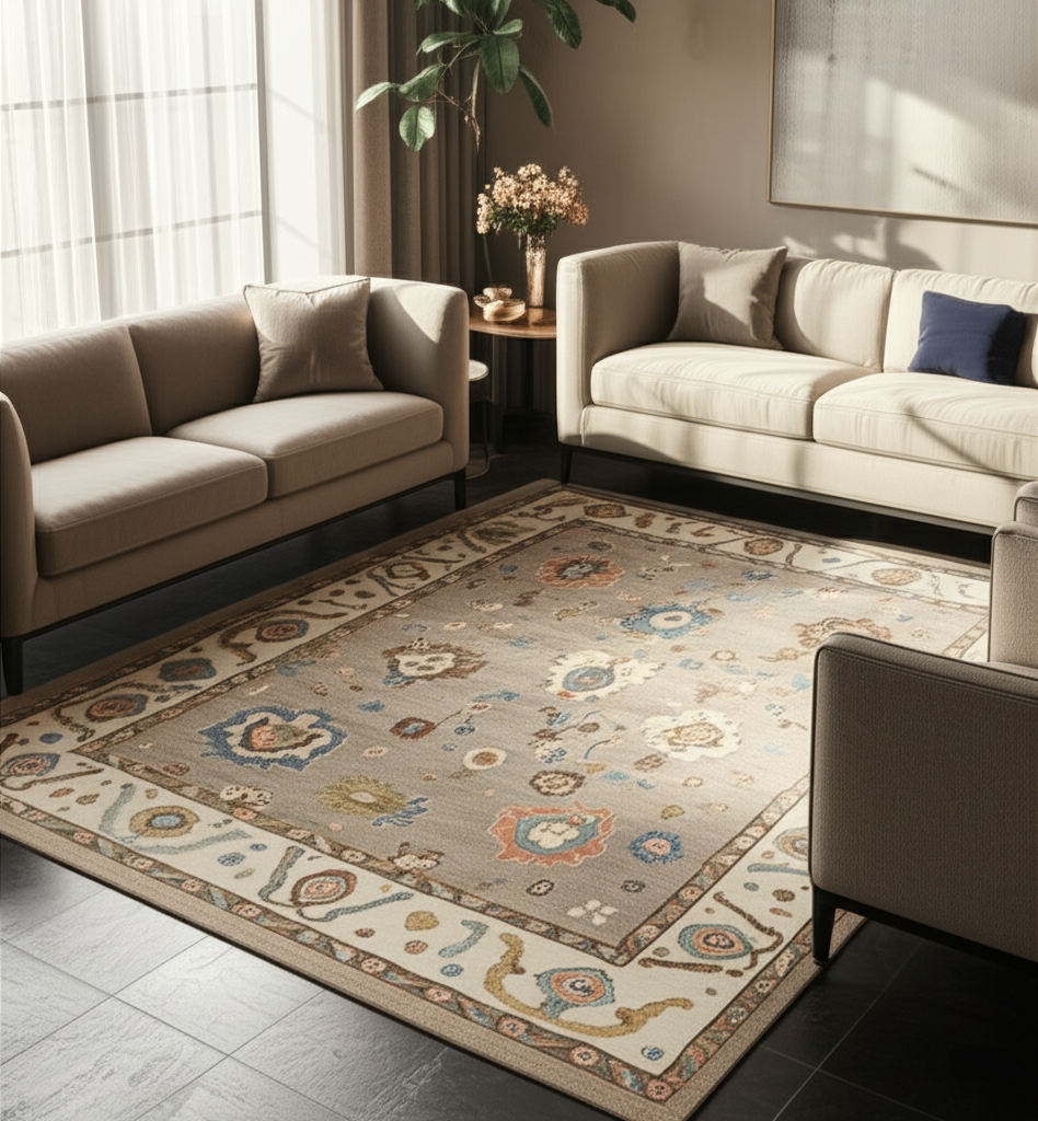 8.10 x 12.9 ft Hand Knotted Oushak Rug