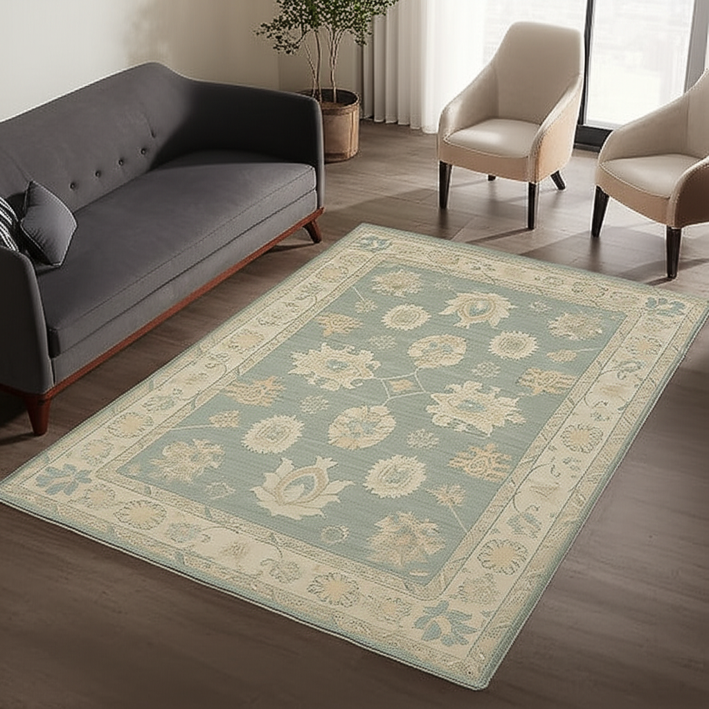 9 x 11.8 ft Hand Knotted Oushak Rug