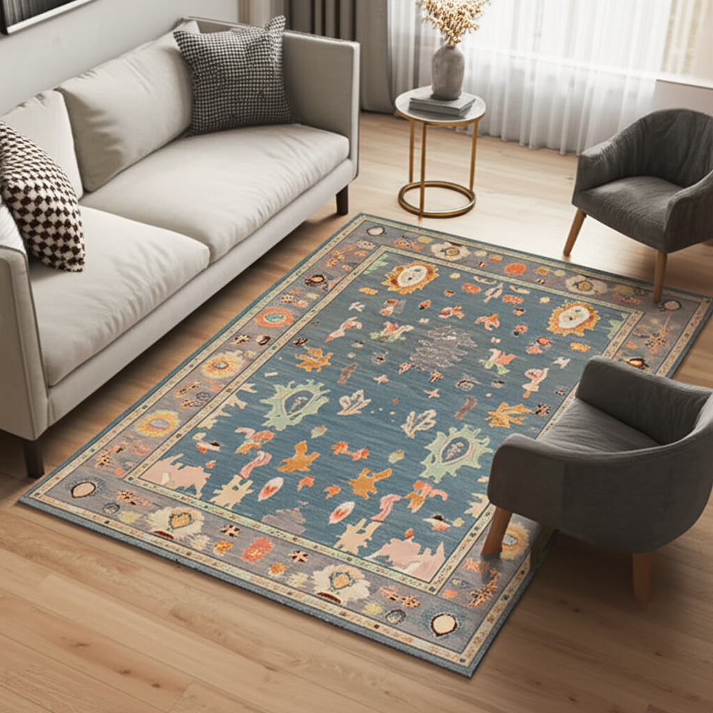 8.11 x 11.8 ft Hand Knotted Oushak Rug