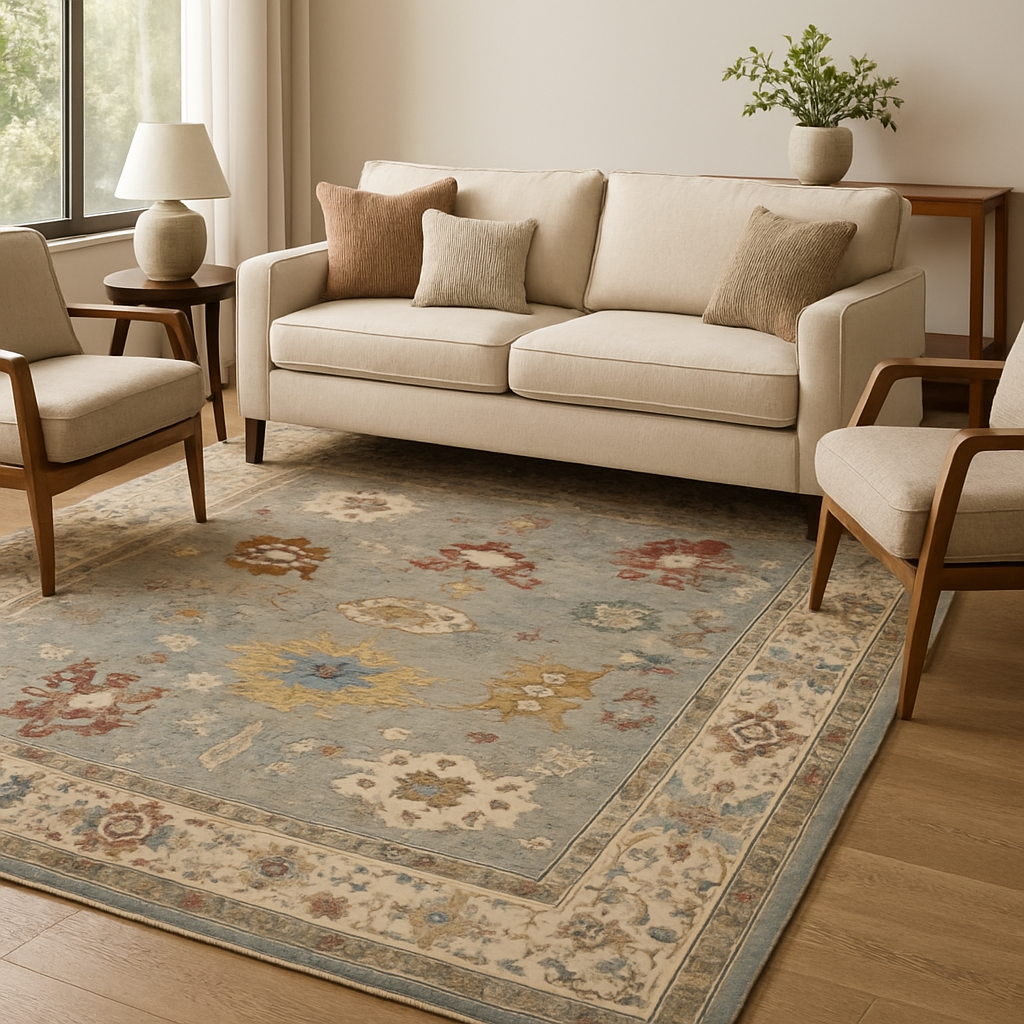 9.10 x 11.5 ft Hand Knotted Oushak Rug