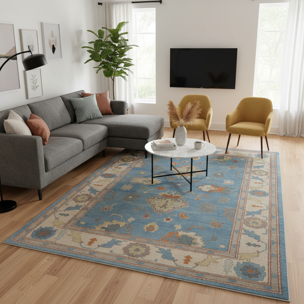 9.10 x 13.11 ft Hand Knotted Oushak Rug