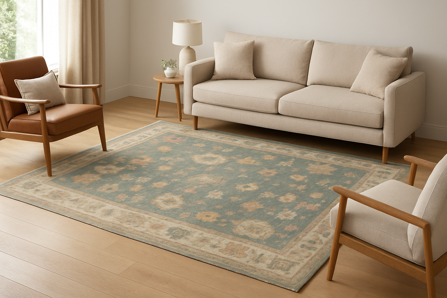 10.9 x 14 ft Hand Knotted Oushak Rug