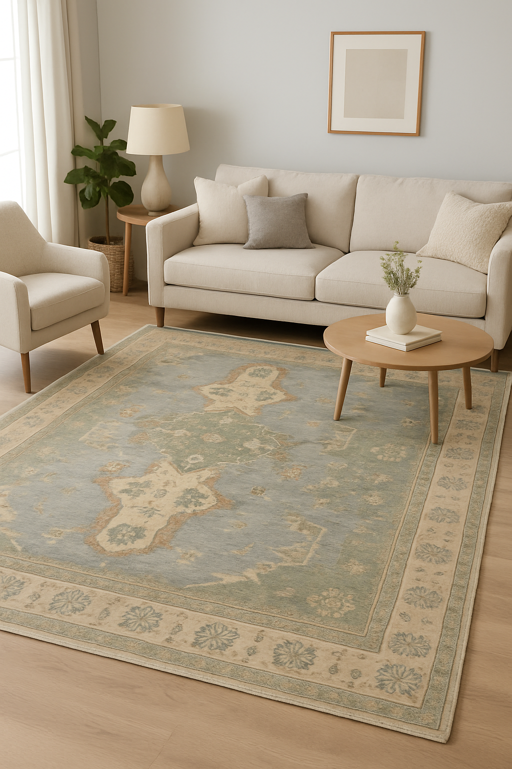 9.4 x 13.4 ft Hand Knotted Oushak Rug