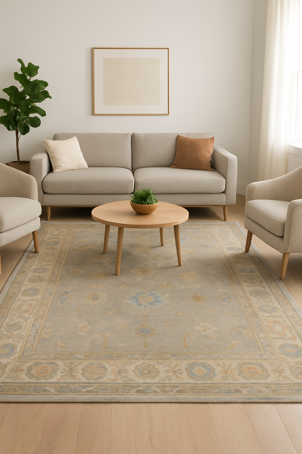 8.10 x 11 ft Hand Knotted Oushak Rug