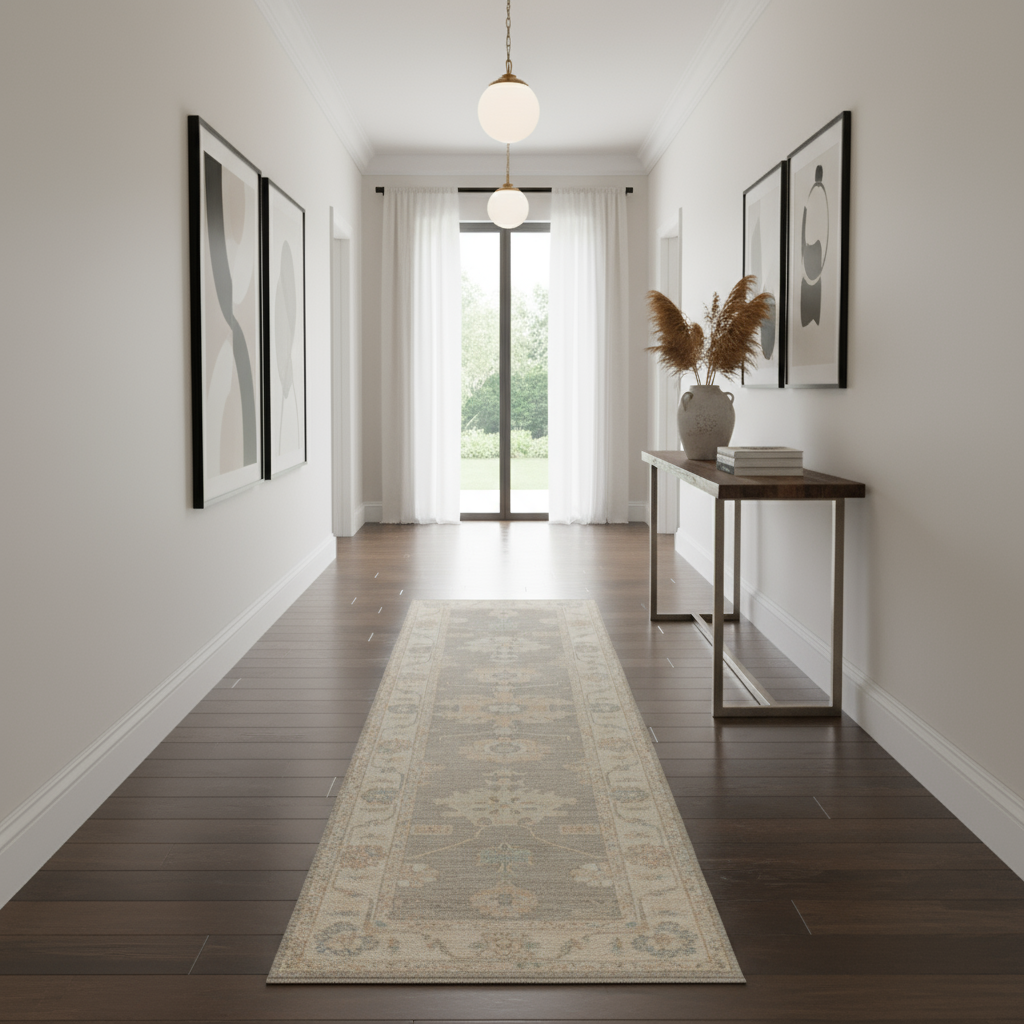 2.9 x 9.7 ft Hand Knotted Oushak Runner