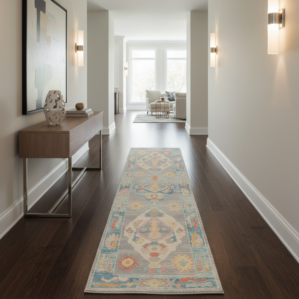 3 x 10.8 ft Hand Knotted Oushak Runner