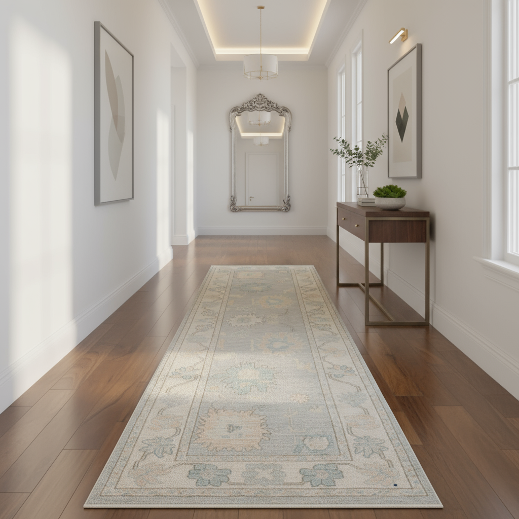 2.9 x 8.9 ft Hand Knotted Oushak Runner