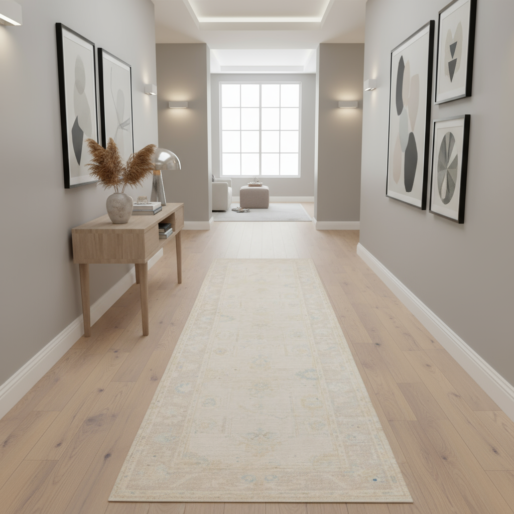 2.9 x 9.5 ft Hand Knotted Oushak Runner