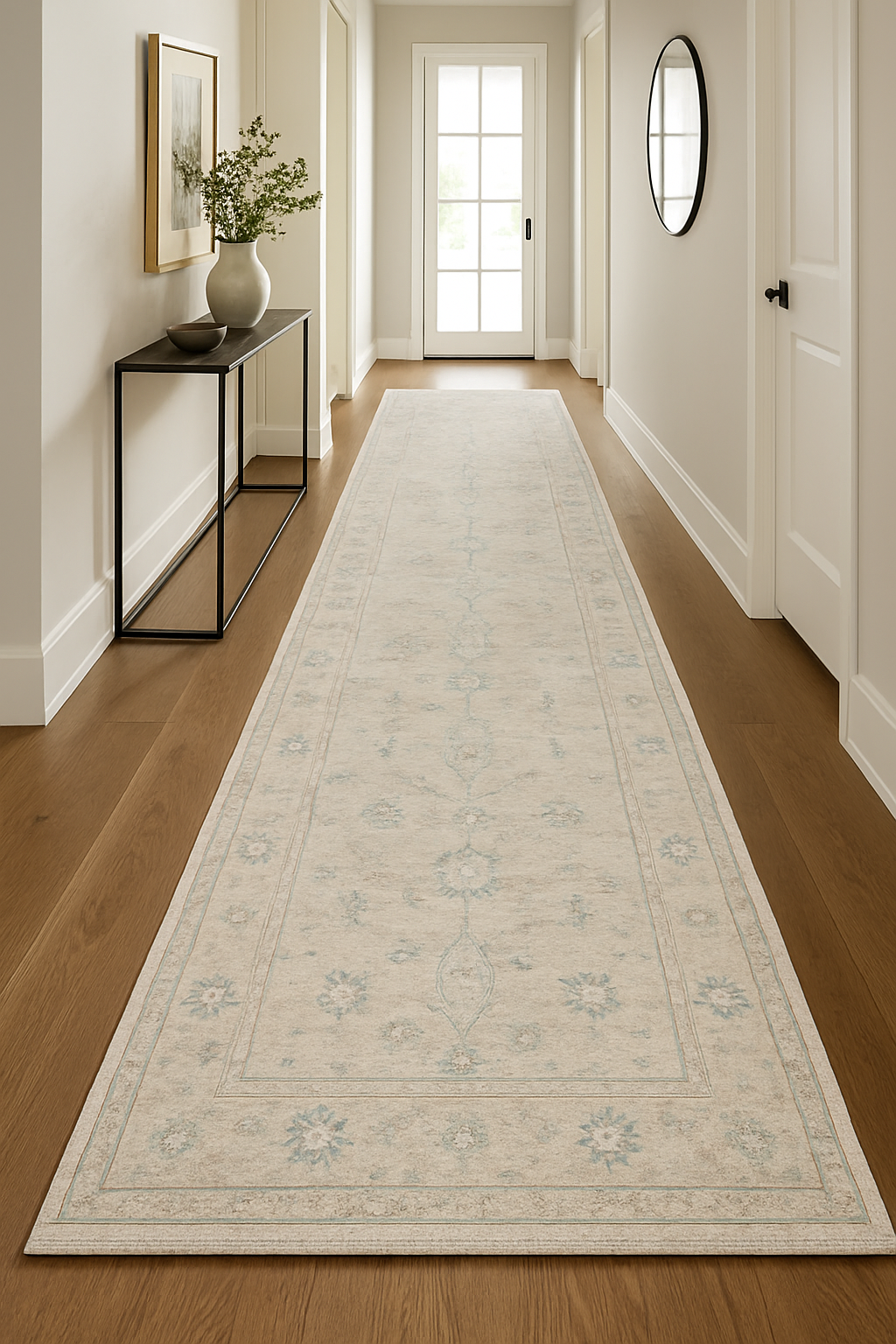 3 x 8.7 ft Hand Knotted Oushak Runner