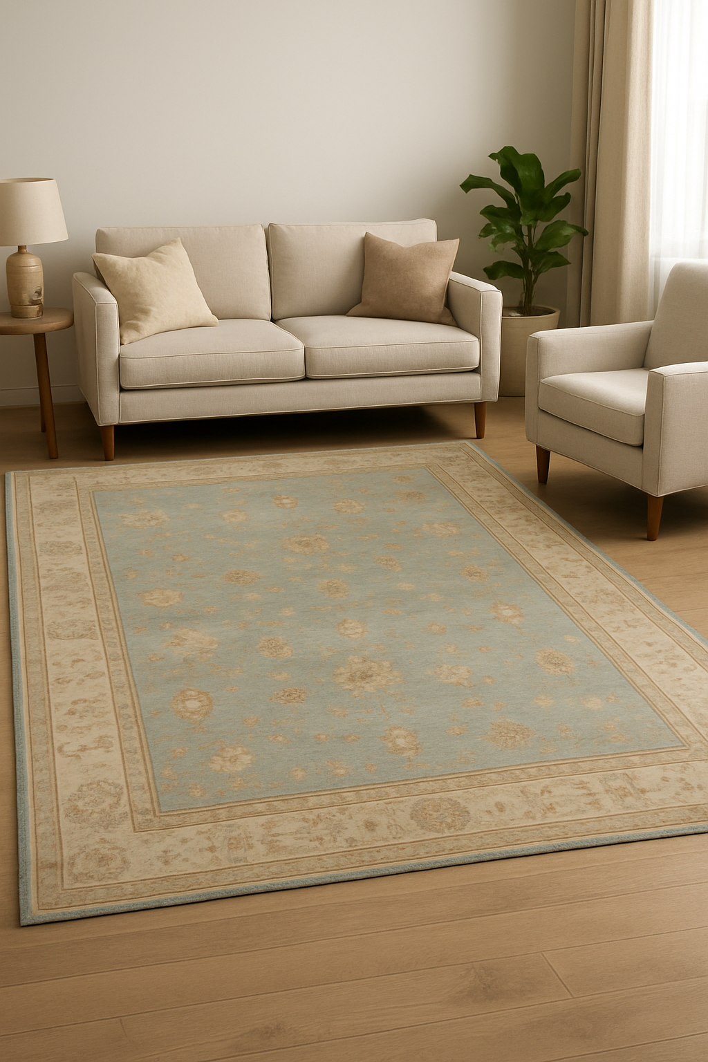 7.1 x 14.7 ft Hand Knotted Oushak Rug