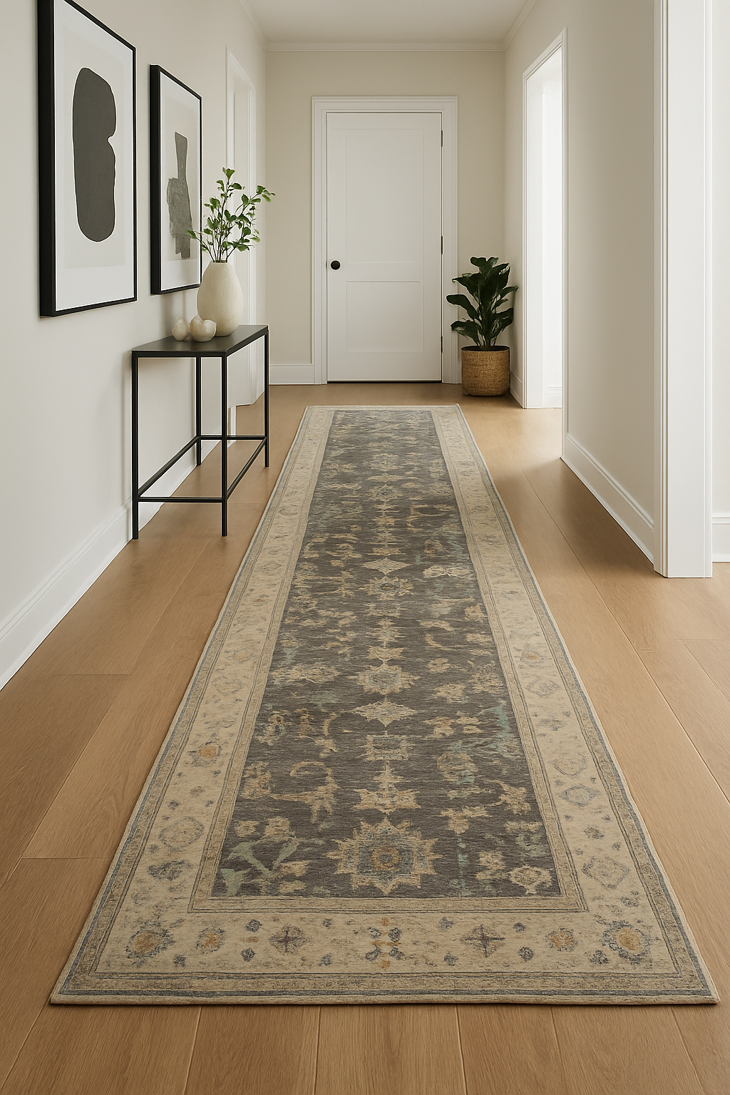 2.11 x 7.11 ft Hand Knotted Oushak Runner