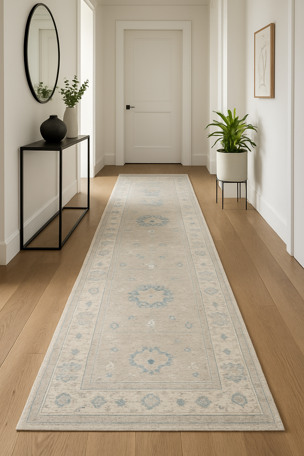 2.8 x 8 ft Hand Knotted Oushak Runner