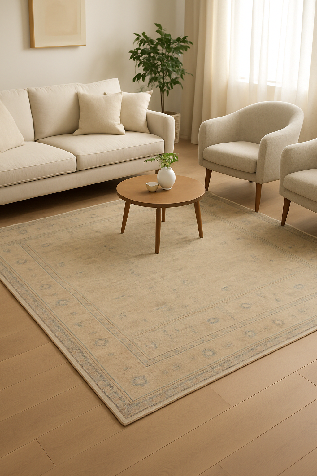 9 x 11.8 ft Hand Knotted Oushak Rug