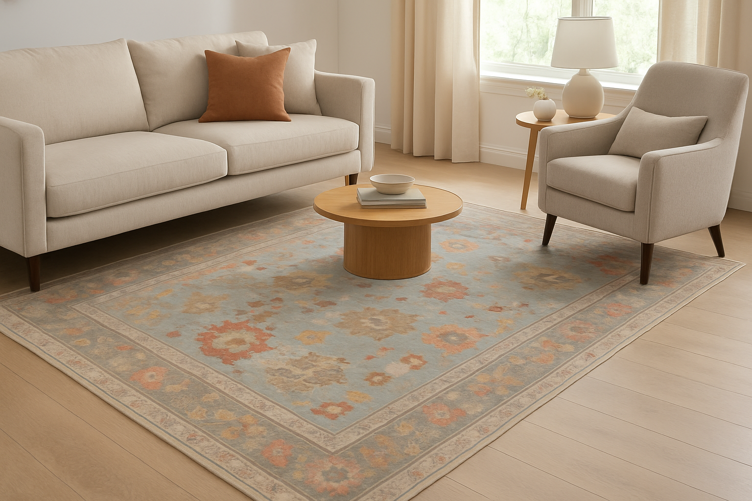 7.11 x 9.11 ft Hand Knotted Oushak Rug