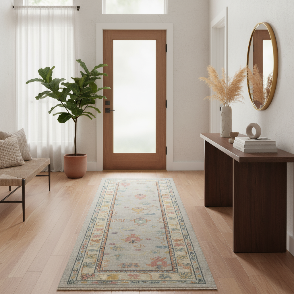 2.9 x 7.11 ft Hand Knotted Oushak Runner