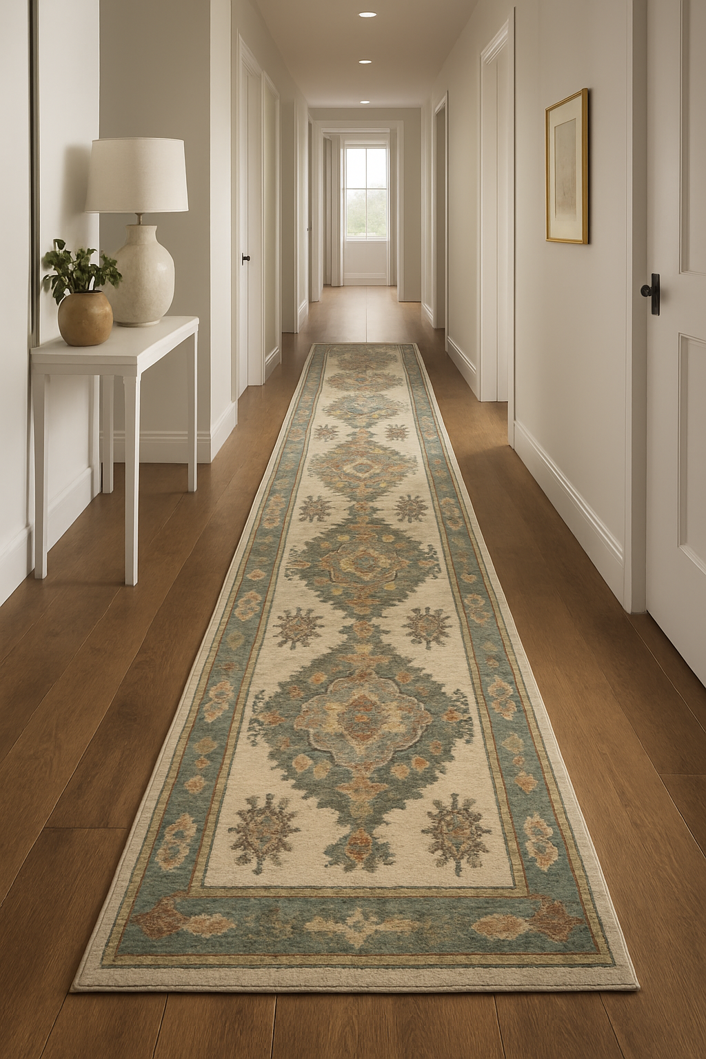 3.4 x 10 ft Hand Knotted Oushak Runner