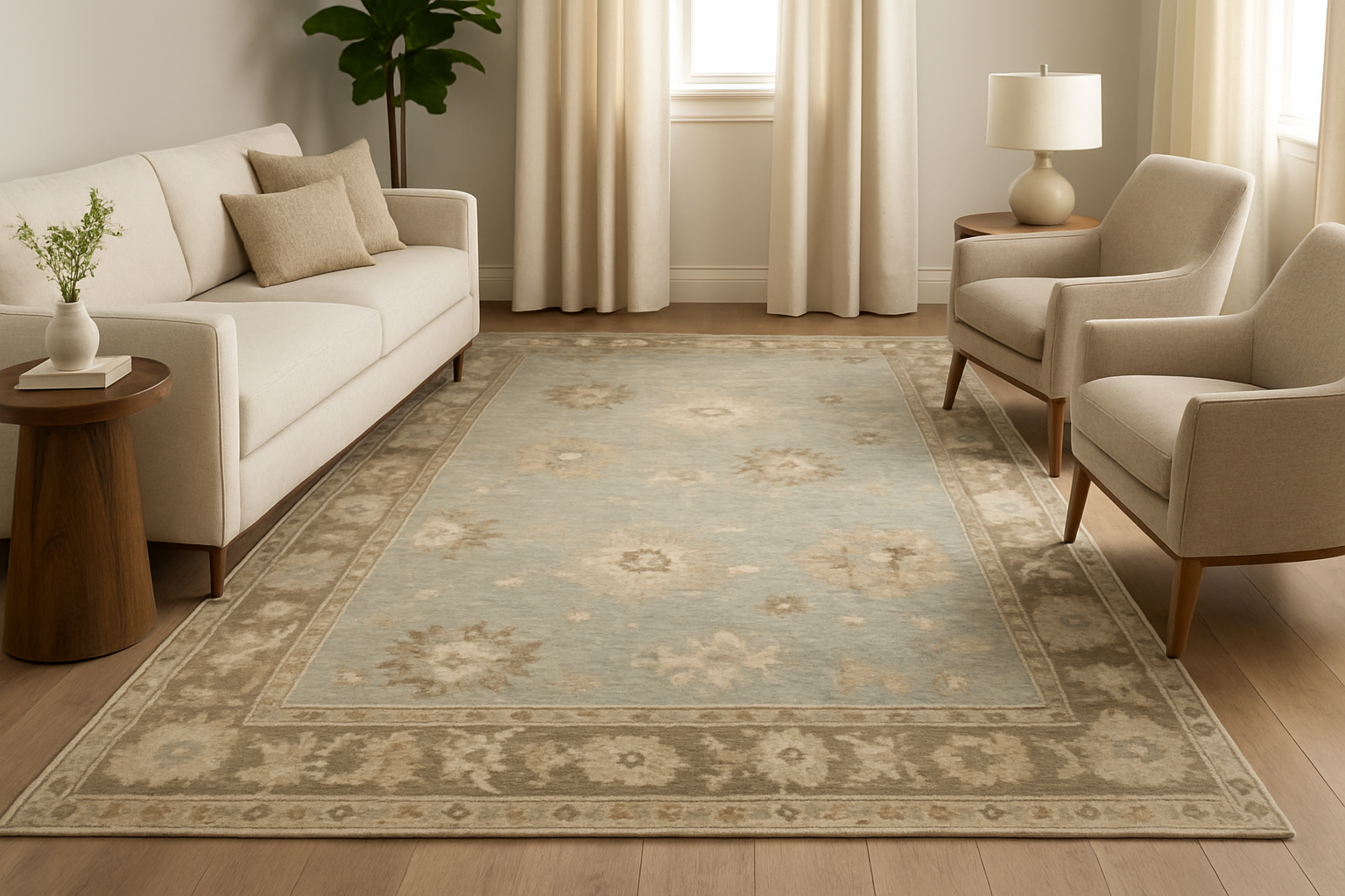 8.10 x 12.6 ft Hand Knotted Oushak Rug