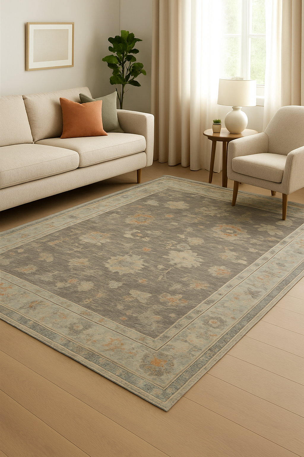 8.8 x 10.1 ft Hand Knotted Oushak Rug