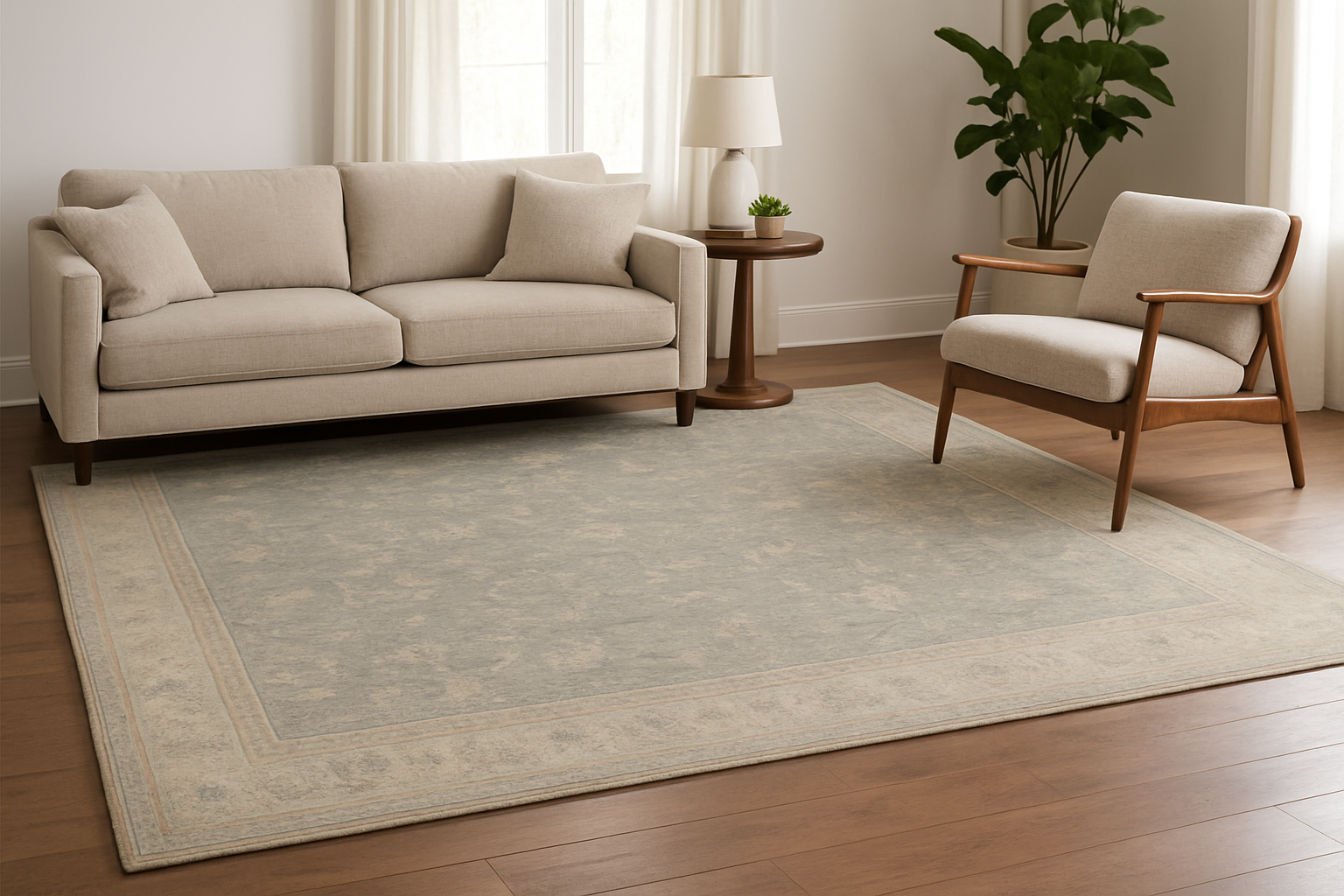 9 x 11.8 ft Hand Knotted Oushak Rug