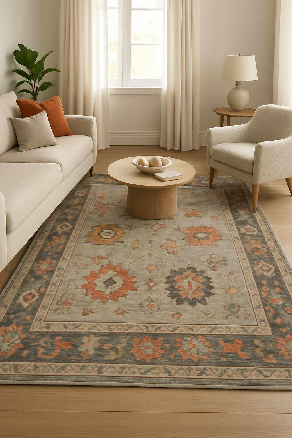 6.5 x 10.3 ft Hand Knotted Oushak Rug