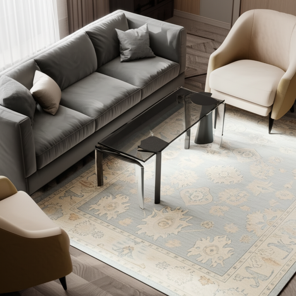 9.2 x 12.4 ft Hand Knotted Oushak Rug