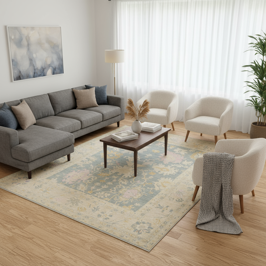 9 x 11.7 ft Hand Knotted Oushak Rug