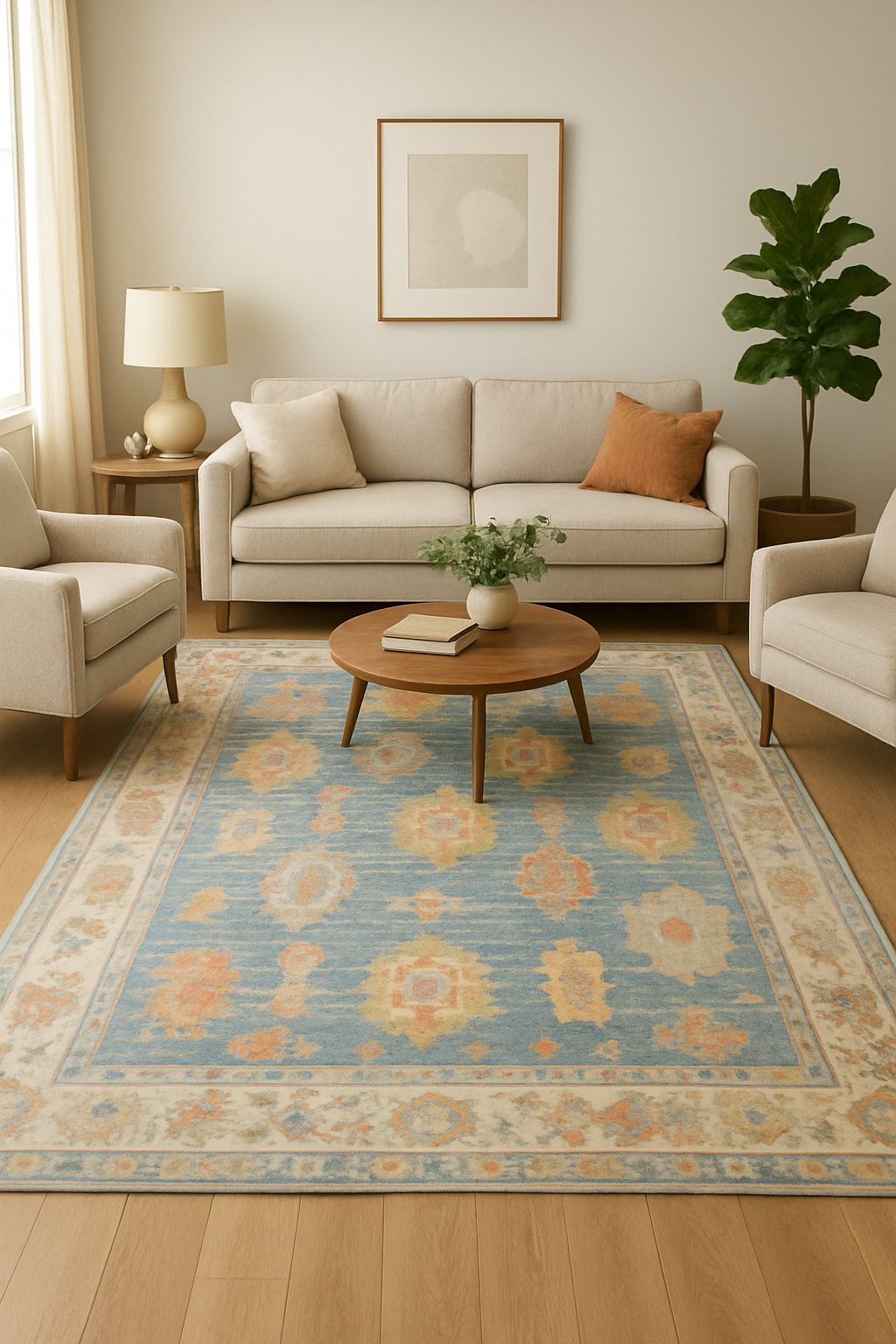 7.1 x 12 ft Hand Knotted Oushak Rug