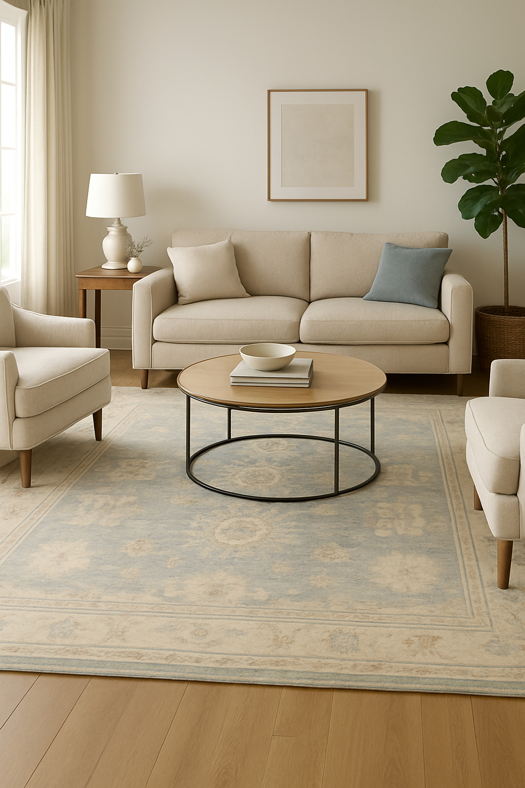 4.10 x 6.6 ft Hand Knotted Oushak Rug