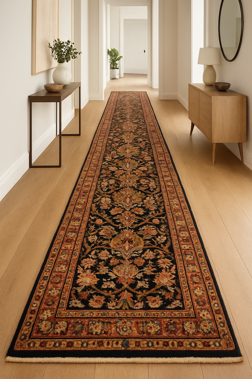 2.1 x 12 ft Hand Knotted Old Persian Hamadan Runner